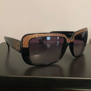 Fendi Havana brown/black Sunglasses with leather